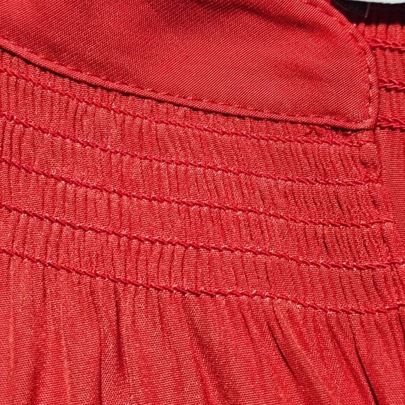 Chelsea28 Red Satin Blouse Large Romantic Holiday Glam Statement Top - Picture 5 of 12